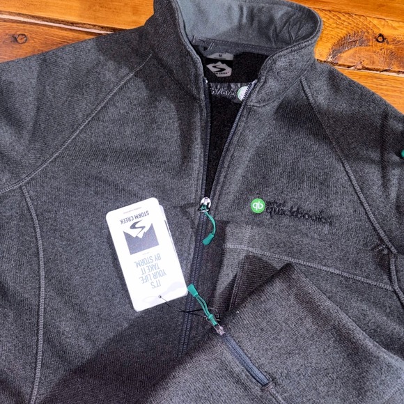 Storm Creek Jackets & Blazers - Storm Creek Fleece Jacket Women Medium Gray QuickBooks Logo Full Zip MSRP $70